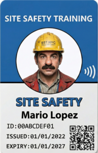 Sample NYC SST Worker card, earned with the 40 Hour Package
